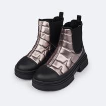 Bota Coturno Feminina Tweenie Store Metalizada Prata Velho