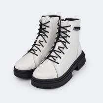 Bota Coturno Feminina Tweenie Store Tratorada Branca Bota Coturno Feminina Tweenie Store Tratorada Branca