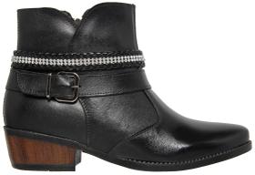 Bota Coturno Feminina Zíper Cano Curto em Couro Preto