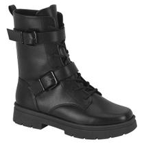 Bota Coturno Feminino Biker Cano Médio Preto Vizzano 3101.102 Bota Coturno Feminino Biker Cano Médio Preto Vizzano 3101.102