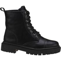 Bota Coturno Feminino Bota Tratorada Casual Blogueira Bico Redondo Cano Curto Preto LiaMalia