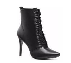 Bota Coturno Feminino Cadarço Frontal Confortável Bota Coturno Feminino Cadarço Frontal Confortável