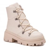 Bota Coturno Feminino Cadarço Solado Tratorado Conforto