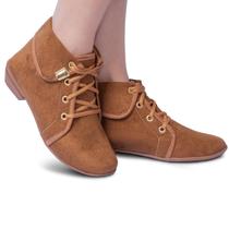 Bota Coturno Feminino Camurça Cano Curto Lisa Botinha Feminina Leila Soares