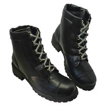 Bota Coturno Feminino Cano Baixo Estilo Militar Moda Pé