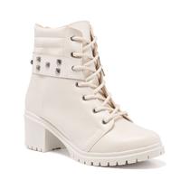 Bota Coturno Feminino Cano Baixo Salto Tratorada Estilosa