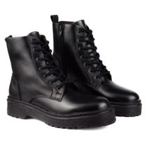Bota Coturno Feminino Cano Baixo Tratorada em Couro Premium Bota Coturno Feminino Cano Baixo Tratorada em Couro Premium