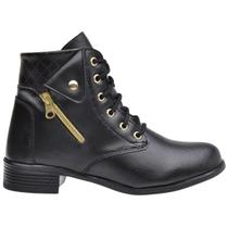Bota Coturno Feminino Cano Curto Conforto Dona Beja 201 Bota Coturno Feminino Cano Curto Conforto Dona Beja 201