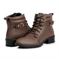 Bota Coturno Feminino Cano Curto Fashion Moda Blogueira Com Amarração Marrom