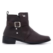 Bota Coturno Feminino Cano Curto Fivela Leve Macio