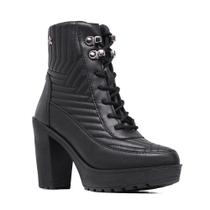 Bota Coturno Feminino Cano Curto Salto Alto Grosso Moderno Tendência