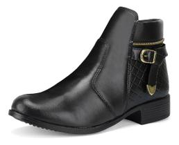 Bota Coturno Feminino Cano Curto Sola Fina Ziper Lateral Top