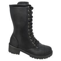 Bota Coturno Feminino Cano Médio Estilo Militar Moda Pé 1/6