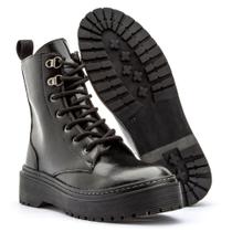 Bota Coturno Feminino Cano Médio - Preto Bota Coturno Feminino Cano Médio - Preto