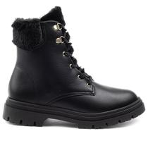 Bota Coturno Feminino Casual Solado Tratorado com Pelos Moleca 5342.103