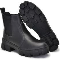 Bota Coturno Feminino Chelsea Macio Cano Curto Blogueira Top