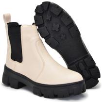 Bota Coturno Feminino Chelsea Macio Cano Curto Blogueira Top