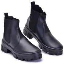 Bota Coturno Feminino Chelsea Plataforma Tratorada Bota Coturno Feminino Chelsea Plataforma Tratorada