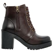 Bota Coturno Feminino Couro Legítimo Salto 9cm Linha Premium Cor Café