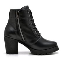 Bota Coturno Feminino Couro Salto Lançamento Bota Coturno Feminino Couro Salto Lançamento