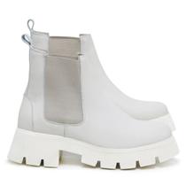 Bota Coturno Feminino Da Moda Vegana Solado Tratorado Alto Blogueira Estilosa Off White