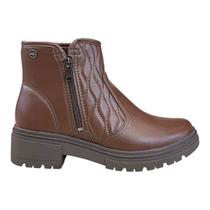 Bota Coturno Feminino Dakota Casual Conforto Tratorado Zíper Cano Curto D2731 Marrom