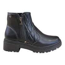 Bota Coturno Feminino Dakota Casual Conforto Tratorado Zíper Cano Curto D2731 Preto