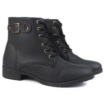 Bota Coturno Feminino Fivela Lateral Cano Médio Bota Coturno Feminino Fivela Lateral Cano Médio