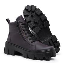 Bota Coturno Feminino Gmm Shoes Tratorado Leve Conforto de Amarrar