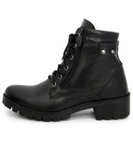 Bota Coturno Feminino material ecológico Confortável com Zíper Lateral