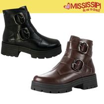 Bota Coturno Feminino Mississipi Preto Fivelas Solado Tratorado Design Moderno