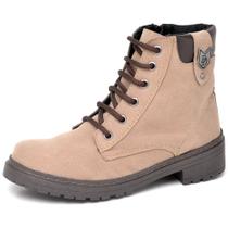 Bota Coturno Feminino Moda Casual Sola Tratorada Costurada Com Cadarço e Zíper