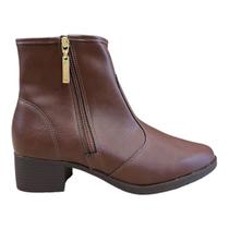 Bota Coturno Feminino Moleca Casual Conforto Básico Zíper Salto Bloco 5346.107 Marrom Bota Coturno Feminino Moleca Casual Conforto Básico Zíper Salto Bloco 5346.107 Marrom