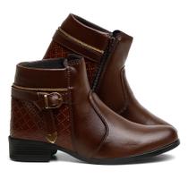 Bota Coturno Feminino Montaria Cano Curto Ziper Lateral