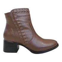 Bota Coturno Feminino New Born Couro Salto Bloco Médio Ultraconforto 4942 Marrom Bota Coturno Feminino New Born Couro Salto Bloco Médio Ultraconforto 4942 Marrom