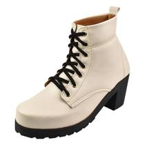 Bota coturno feminino Preto Tratorado Salto Medio Bota coturno feminino Preto Tratorado Salto Medio