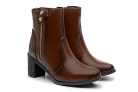 Bota Coturno Feminino Salto Alto Fechamento Zíper