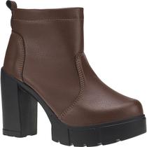 Bota Coturno Feminino Salto Alto Grosso Tratorada Cano Curto