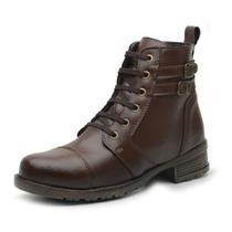 Bota Coturno Feminino Salto Baixo Cano Curto Detalhe Fivela Lateral Macia Confortavel Bota Coturno Feminino Salto Baixo Cano Curto Detalhe Fivela Lateral Macia Confortavel