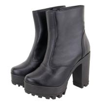 Bota Coturno Feminino Salto Bloco Alto Tratorado Bota Casual