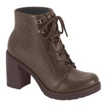 Bota Coturno Feminino Salto Bloco Café Beira Rio 9088.102 Bota Coturno Feminino Salto Bloco Café Beira Rio 9088.102