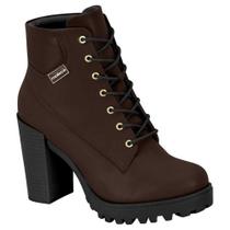 Bota Coturno Feminino Salto Bloco Napa Café Moleca 5325.119