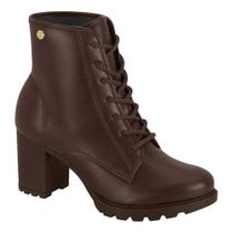 Bota Coturno Feminino Salto Bloco Napa Café Moleca 5348.100