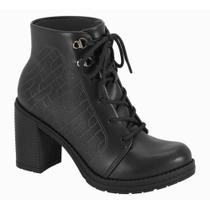 Bota Coturno Feminino Salto Bloco Preto Beira Rio 9088.102 Bota Coturno Feminino Salto Bloco Preto Beira Rio 9088.102