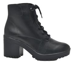 Bota Coturno Feminino Salto Bloco Preto Via Marte