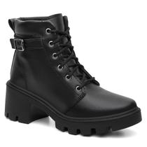 Bota Coturno Feminino Salto Médio Ankle Boot Fivela Lareral - MIGLIORINI CALÇADOS