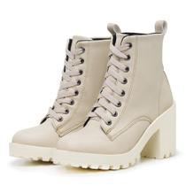 Bota Coturno Feminino Salto Médio Tratorada Macia Confortável OFF Bota Coturno Feminino Salto Médio Tratorada Macia Confortável OFF