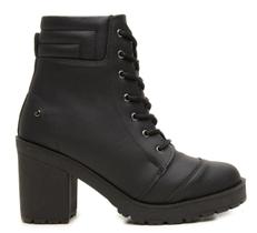 Bota Coturno Feminino Salto Médio Tratorado 8cm Confortável Preta