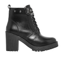 Bota Coturno Feminino Sola Alta Tratorada 9cm Plataforma De Amarrar e Zíper Preto