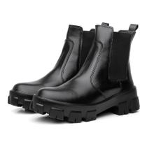 Bota Coturno Feminino Tratorada Chelsea Macia Confortável Bota Coturno Feminino Tratorada Chelsea Macia Confortável